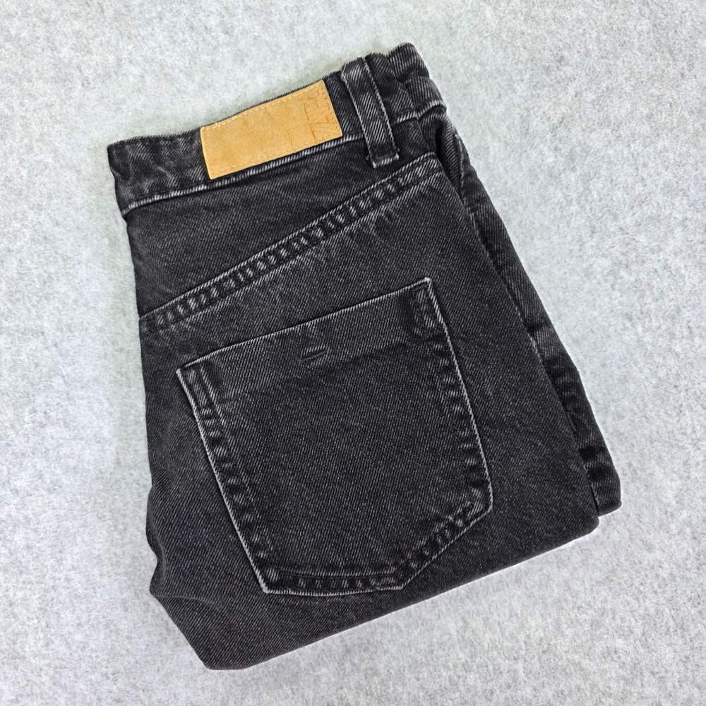 Zara Women's Size 2 High Rise Waisted Denim Shorts Washed‎ Black Button Fly
